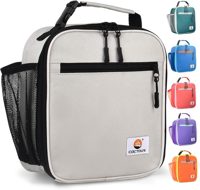 CaCTOUR Lunch Box Kids,Premium Insulated Lunch Bag for Girls Boys,Soft Bag Mini Cooler Back to School Thermal Reusable Lunch Bag for Work School Picnic (Gray) - Image 1